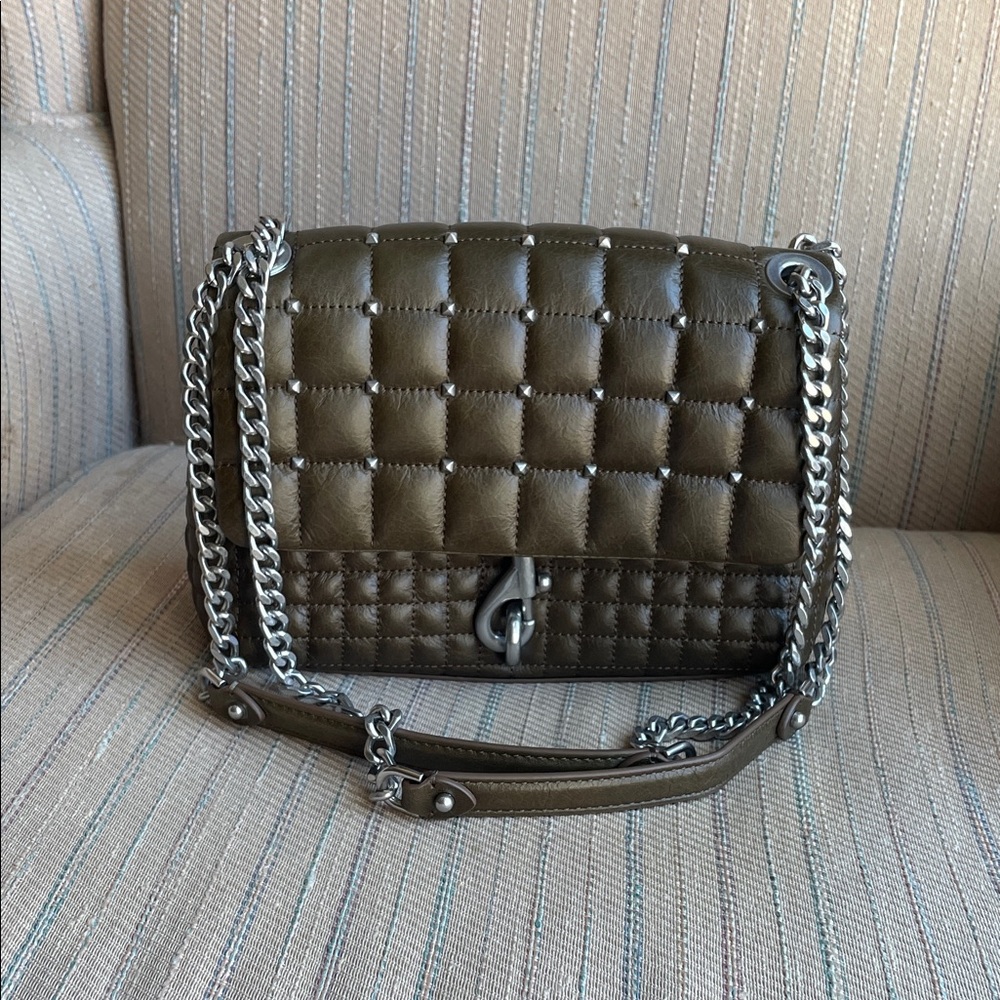 Rebecca Minkoff Olive Quilted Chain Shoulder Bag with Silver Hardware